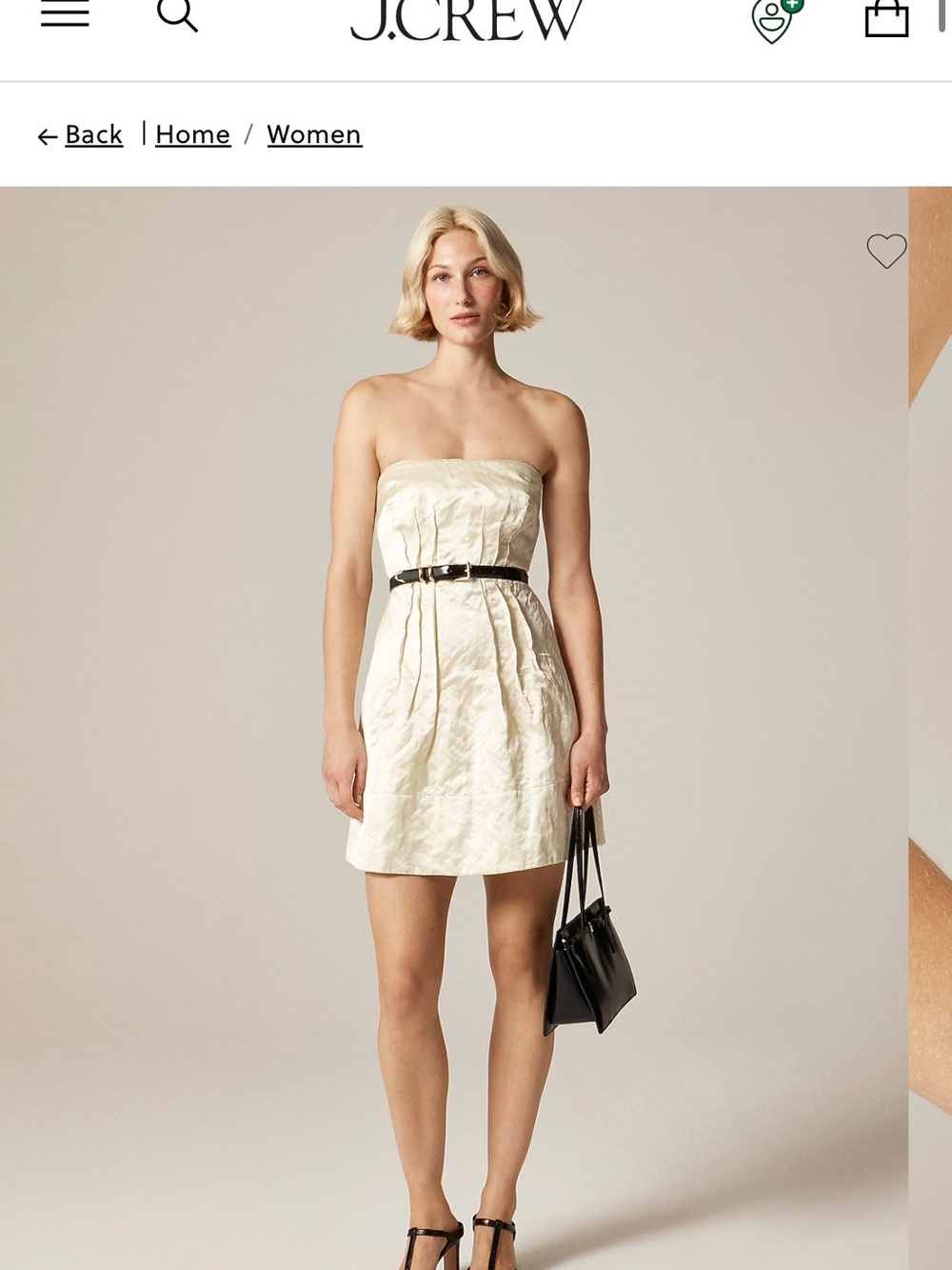 J. Crew Strapless Cream Cocktail Dress with Black Belt